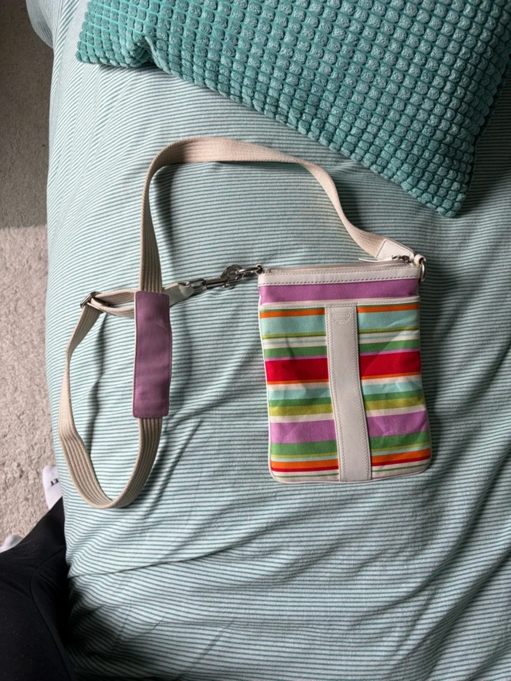 Vintage Y2K Coach Striped Beach Crossbody Bag - Picture 4 of 8
